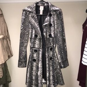 Long Snake Skin Style Trench Coat